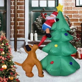 1,8 m Inflatable Božićno drvce s led žaruljama, Osvijetljenim Održavanje Igračkama, Božić Djeda, Brzo Napuhuje Zrakom za Vrt, Vrt, Travnjak