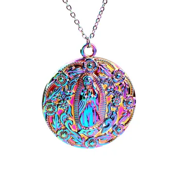 1 kom. Rainbow Boja Cink Legura majka, Djevica Marija Ogrlica ženski nakit Ogrlica besplatno lanac od Nehrđajućeg čelika 20 '