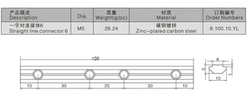 10 kom./lot 2020 Spojni pribor od aluminijskog profila Priključno karika Sa vijkom M5 100 mm