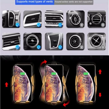 10 W Auto Bežični Punjač za Brzo Punjenje Nosač Qi Infracrveni Senzor Držač Telefona Automatski Spona Auto punjač za iPhone Samsung S10