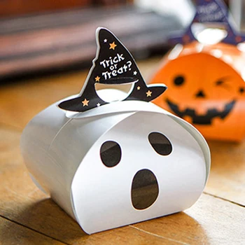 10шт Halloween bombonijeru Bundeva Duh Predložak Papirnate Kutije Trik Ili Poslastice Dječji Poklon Paketi Za Halloween Večernje Uređenje Isporuke