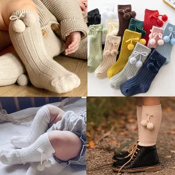 16 parova/lot, Dječje Čarape s помпоном za Djecu, Pamučne Čarape za Djevojčice, jesensko-zimske bebe golfs, Roba za Novorođenčad, Pribor