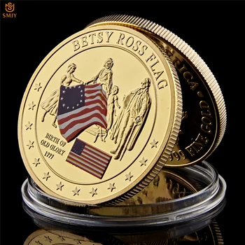 1777 Američku zastavu Betsy Ross Vrijednost pri Rođenju SAD-Povijest starog Голри SAD-Zbirka novca Zlatni Suveniri, Ikone kovanice