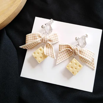2020 Korejski Moda geometrijski luk tkanina spot Za naušnice zabavne slatka sir-based naušnice od smole ženski nakit spona za uši pokloni