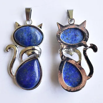 2020 Nova Moda kvalitetan prirodni lapis lazuli privjesci u obliku mačke za izradu nakita 12 kom./lot Veleprodaja besplatna dostava