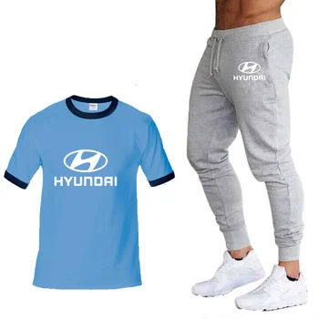 2020 nova Muška Svakodnevni Ljetna Majica s Logom Hyundai Motor Car Kratkih rukava, visokokvalitetna Хлопковая Muška t-shirt + gaćice, odijelo 2 kom