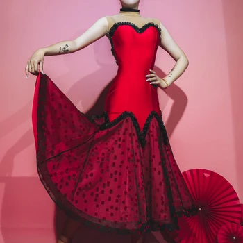 2020 Standardni Loptu Haljina Donje Odraslo Crveno Za Nastupe Na borbe s bikovima Ženska Odjeća Za Španjolski flamenco Valcer je Ples Odjeća DN7333