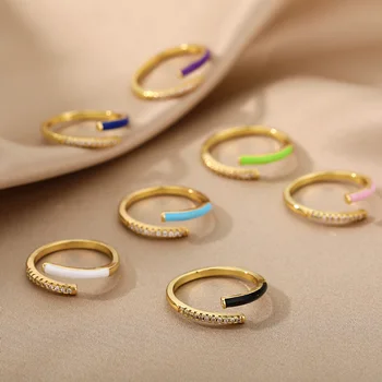 2021 Novi Šareni Kubni Cirkonij Neonske Emajl Otvorena Podešavanje Prst Prsten za Žene Fluorescentna Moderan Vjenčanje Dekoracije Rođendan