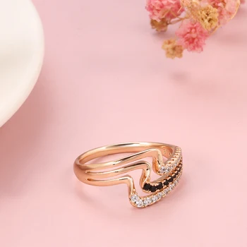 2021 Trend Niša Dizajnerske Rada 585 Rose Gold Prsten Za Žene Tri Reda Prirodni Cirkon Uobičajena Okvira Luksuzni Poklon Prstenje