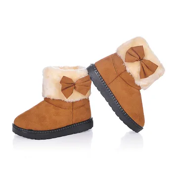 2021 zimske tople zimske čizme; dječje cipele za djevojčice; crvene parhet kratke čizme s gumenim potplatima; cipele za djevojčice; slatka pliš cipele s lukom za djevojčice