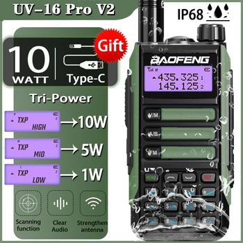 2022 Baofeng UV-16 PRO V2 profesionalni 10 W Modernizirana UV-5R UV-10R Prijenosni prijenosni radio IP68 Vodootporan Najdalje dual-band radio