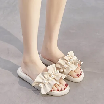 2022 Kožne papuče za žene ljeto nositi tetive mekani ručnici cipele XXL-118