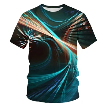 2022, Nova muška majica s 3D ispis Vortex, Casual majica u stilu харадзюку, Ljetna muška i ženska t-Shirt Kratki rukav Оверсайз