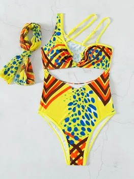 2022 Novi Kupaći Kostim Ženski Seksualni Stil Boho Jednodijelni Kupaći Kostim Sa Cutaway Tanak Pojas S Visokim Strukom Kit Bikini Ljeto Plaža Odijevanje
