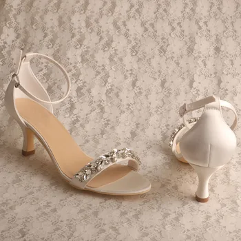 (23 boja) Dizajnerske Sandale za Vjenčanje u prosjeku petu s remenom na щиколотке Svadbene cipele s dijamantima