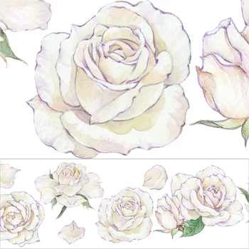 3-Metra Duge Bijele Ruže Cvijet Naljepnice Likovi Pet Traka Cvjetni Krajolik Dizajn