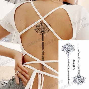 3D Akvarel Slova Lotus Linija Privremene Tetovaže Za Žene Odrasle Zumbul Ljiljan Lažne Tetovaže Vodootporan Body Art Slikarstvo Tetovaža