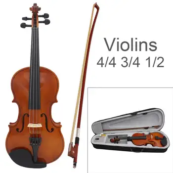 4/4 3/4 1/2 Akustična Violina Prirodne Boje Violina za Violinu Djecu Studente Početnike s Футляром, Luk i Канифолью