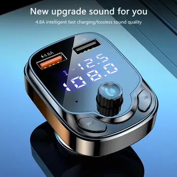 4.8 a Dvostruki Usb Auto Punjač Bežične Bluetooth 5,0 Fm Odašiljač Auto Радиомодулятор Mp3 Player Brzi Punjač Adapter Za Auto K2i6