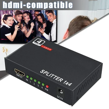 4 HDMI Priključak kompatibilan HD-Razdjelnik 1080P Hub Pojačalo signala Pretvarač EU Utikač Adapter je Kompatibilan sa HDCP