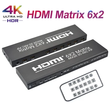 4K HDMI matrix 6x2 kreveta s Podrškom za ARC audio stereo PIP HDMI switch Razdjelnik 6 2 Izlaz Audio Video Converter Laptop PC TV Monitor