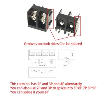5 kom. Izuzetno 9,5 mm terminal za ograde HB9500-2P3P može biti povezan sa pločom za ugradnju pcb aparat za varenje terminal