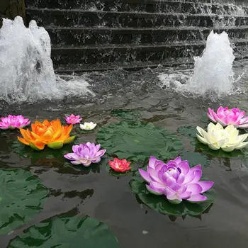 5 kom. Umjetna Plutajući Vodeni Ljiljan EVA lotosov Cvijet 10 cm Realan Ribnjak S Lotosa Akvarij Biljni Ornament Vrt Dekor Mikro Krajolik