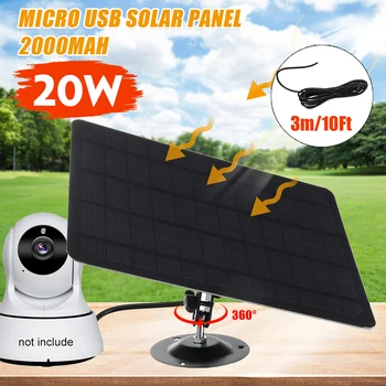5 U 20 W Prijenosni Solarni Paneli Micro USB Punjač Vanjski 3 M Kabel IPX6 Vodootporna IP CCTV Kamere za video Nadzor Sigurnosti