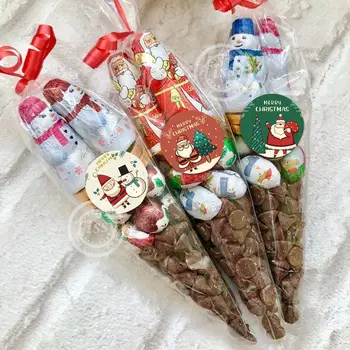 50/500 komada Božićnih Prozirne Vrećice za Slatkim Kukova s Papirnatim Naljepnicama Plastičnu vrećicu za Čokolade za Božić DIY Pakiranje Čokolade Isporuke