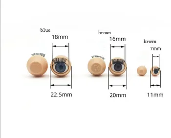50 kom./lot, novo, 11 mm, 14 mm, 16 mm, 18 mm, 20 mm, 22 mm, pokretna okular za vinil lutke, plavo-smeđe boje varijanta