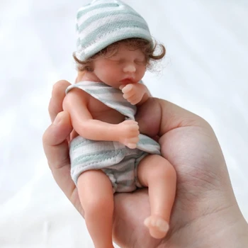 6 inča Lutka Reborn Girl Minijaturnih Figurica Igračka za Interakciju Mekana Silikonska Simulacijski Lutka, koja je izgleda prisutan sa Kovrčavu kosu