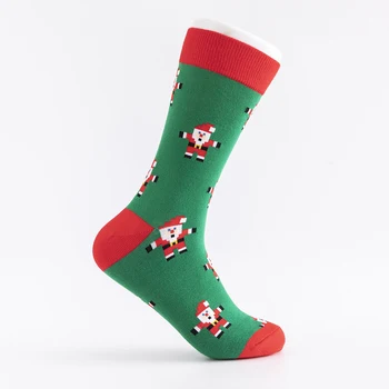 6 Pari Novih Šarenih Modnih Zabavne Muške Pamučne Čarape srednje duljine s Božićnim element, Svakodnevne Muške Čarape s Djeda Mraza, Božićni Poklon