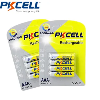 8 kom./2 pakiranja PKCELL AAA baterija baterija baterija baterija Baterija Ni-MH baterija od 1000 mah 1,2 NIMH AAA Baterije Baterias za Kamere Svjetiljku Igračka