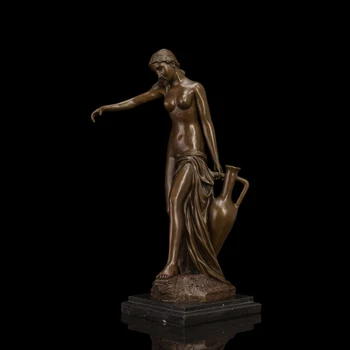 ArtsHom DS-327 Zapadna Brončani Elegantna Žena s Vaza Kip Vintage Ženska Figurica od Metala Umjetnost za Uređenje Zbirke