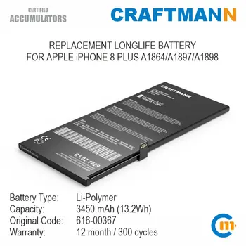Baterija Craftmann 3450mAh za APPLE iPhone 8 PLUS A1864/ A1897/ A1898 (616-00367)