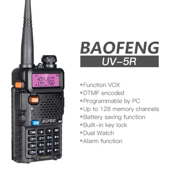 Besplatna dostava BAOFENG uv-5r 8 W Prijenosni prijenosni radio dugog dometa UV-5R Skener Brojevni KVADRATNIH Primopredajnik VHF Радиолюбительские radio Stanice