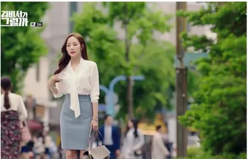 Bijela košulja, bluza Traka Velike zašto tajnika Kim Isti Osmijeh je Kim Trudna žena Trudna TV Korejska Drama Šifon