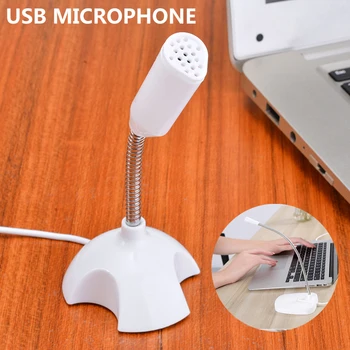Bijela Mini-Stalak Stolni USB Mikrofon 360 Stupnjeva Kurva Chat Sastanak Mikrofon za Stolno RAČUNALO Prijenosno Računalo