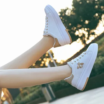 Bijele cipele, Ženske Tenisice na platformu, Zapatos De Mujer, Trendy ženske cipele sa Štrasom, cipele u stilu Patchwork, ST351