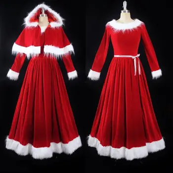 Božićna haljina Djeda Mraza Gospođa Mraz kostim haljinu s накидкой plašt božićno srednjovjekovne baršunasto haljinu po mjeri plus veličine po mjeri