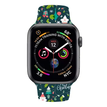 Božićni remen za Apple watch band 44 mm 40 mm 45 mm 38 mm 41 mm 42 mm Sportski Silikon remen za sat narukvica iWatch series 7 6 5 4 3 SE