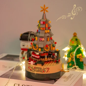 Božićno Drvce Revolving Muzička Kutija Gradivni Blokovi Prijatelji Djed Mraz Je Sjajna Božićne Cigle Igračke S Led Pozadinskim Osvjetljenjem, Djeca, Djevojke