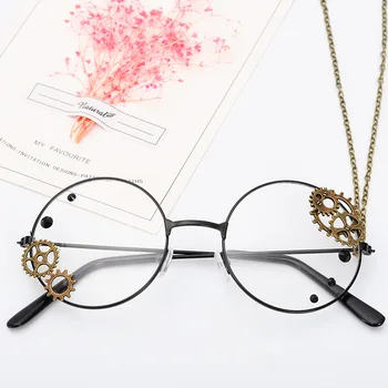 Cijele Steampunk Okvira Za Naočale, Za Žene Lolita Brzina Lanca Dekoracija Stil Dame Klasicni Prozirne Leće Rimless Za Naočale, Zlatne Naočale