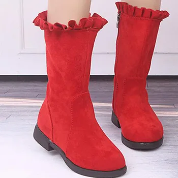 Cipele za djevojčice; Novo 2021; Zima Modni je Topla od samta Dječje cipele Princeza; Boja Crna, Crvena, Dječji Visoke Čizme na niskim petama; Veličina 26-37 CSH1199