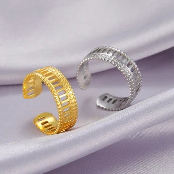 COOLTIME Prsten s Lancem od Perli Prsten od Nehrđajućeg Čelika za Žene Estetski Geometrija Otvaranje Podesiva Prstenje Nakit Poklon 2023 Novi