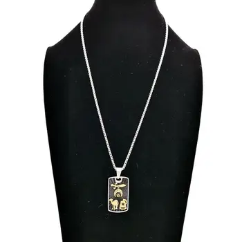 Crna Obojena Nehrđajućeg čelika muška Tajanstveni Uzorak hip-hop i rock pas tag privjesak i ogrlica