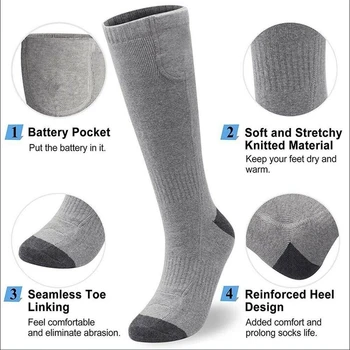 Debeli zimske ulične ski termalne 3,7 U električne punjive baterije grijani planinarske udobne čarape za posade vunene planinarske čarape za muškarce i žene