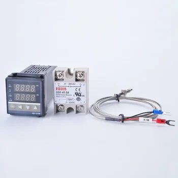 Digitalni PID Regulator temperature REX-C100 REX C100 Termostat + 40DA SSR Releja + K Термопара 1 m Sonda RKC
