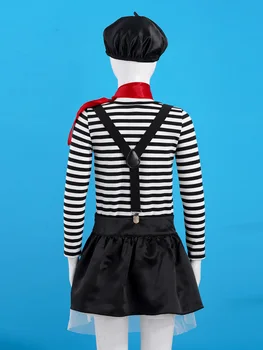 Djeca Djevojke Francuski Mim Umjetnik Cirkus Halloween Kostime Za Karneval Skupe Haljine Odijela Majice Kraća Suknja Šešir I Rukavice Kit