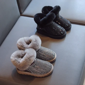 Dječje Zimske čizme 2021 godine, Zimske Trendy Čizme za djevojčice, Kratke Čizme Na Toplinu Debelog Меху, Dječje Cipele Princeza Sa Štrasom, Sjajna Platforma